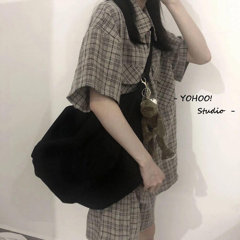 Túi tote, túi đeo chéo vải canvas trống siêu to có khoá kéo và túi con phong cách Ulzzang để được sách Tuinuxinh68 551