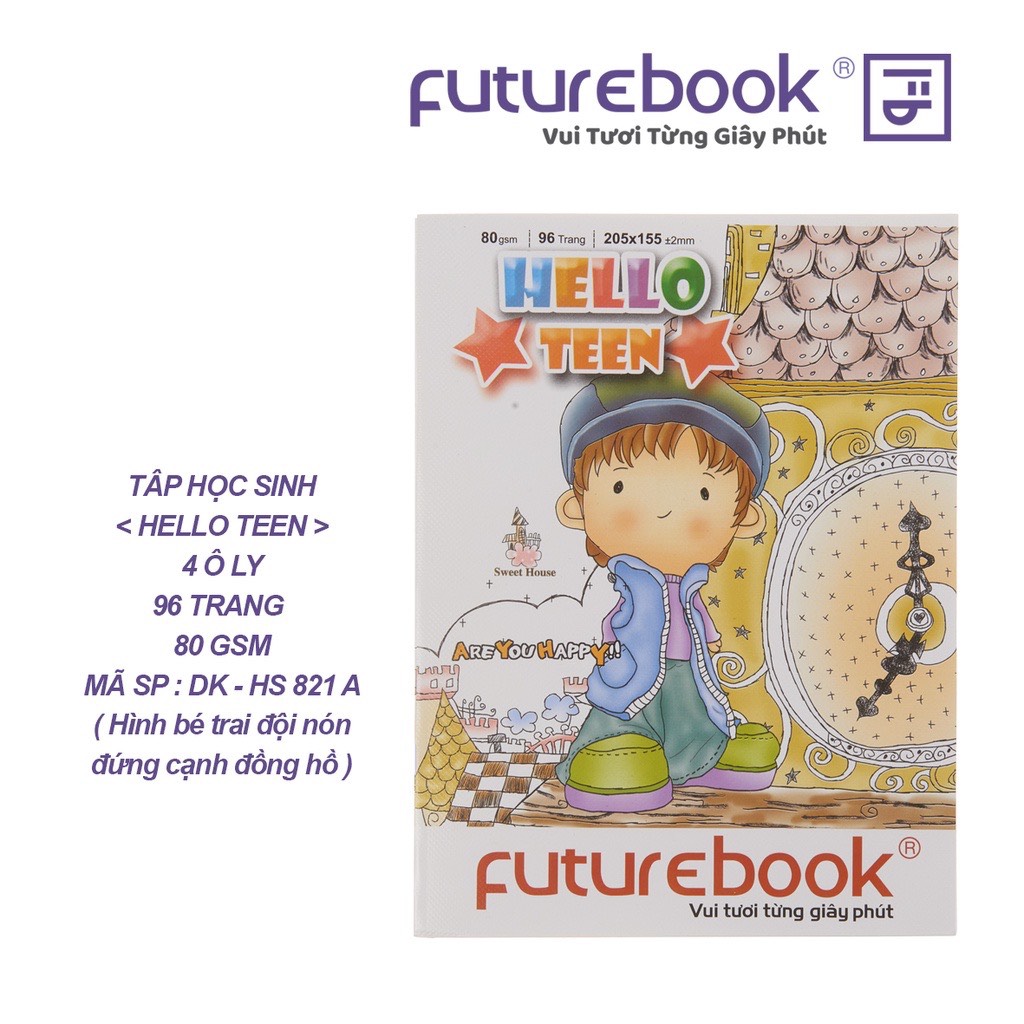 Tập Học Sinh Hello Teen- 4 Ô ly- 96 Trang- 80GSM- MSP: DK- HS 9824. Phong cách Chibi. VPP FUTUREBOOK. Giao ngẫu nhiên