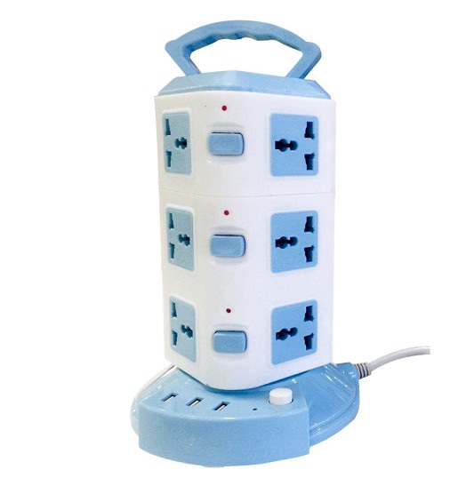 Ổ điện - Ổ cắm điện 3 tầng loại XỊN 3 USB sạc điện thoại và 12 lỗ cắm - Hàng chính hãng