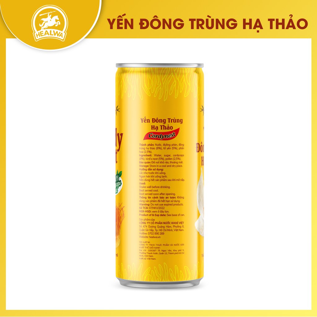 Nước yến đông trùng hạ thảo Healwa (1 thùng x 12 lon x 240ml) thức uống dinh dưỡng dành cho người Việt