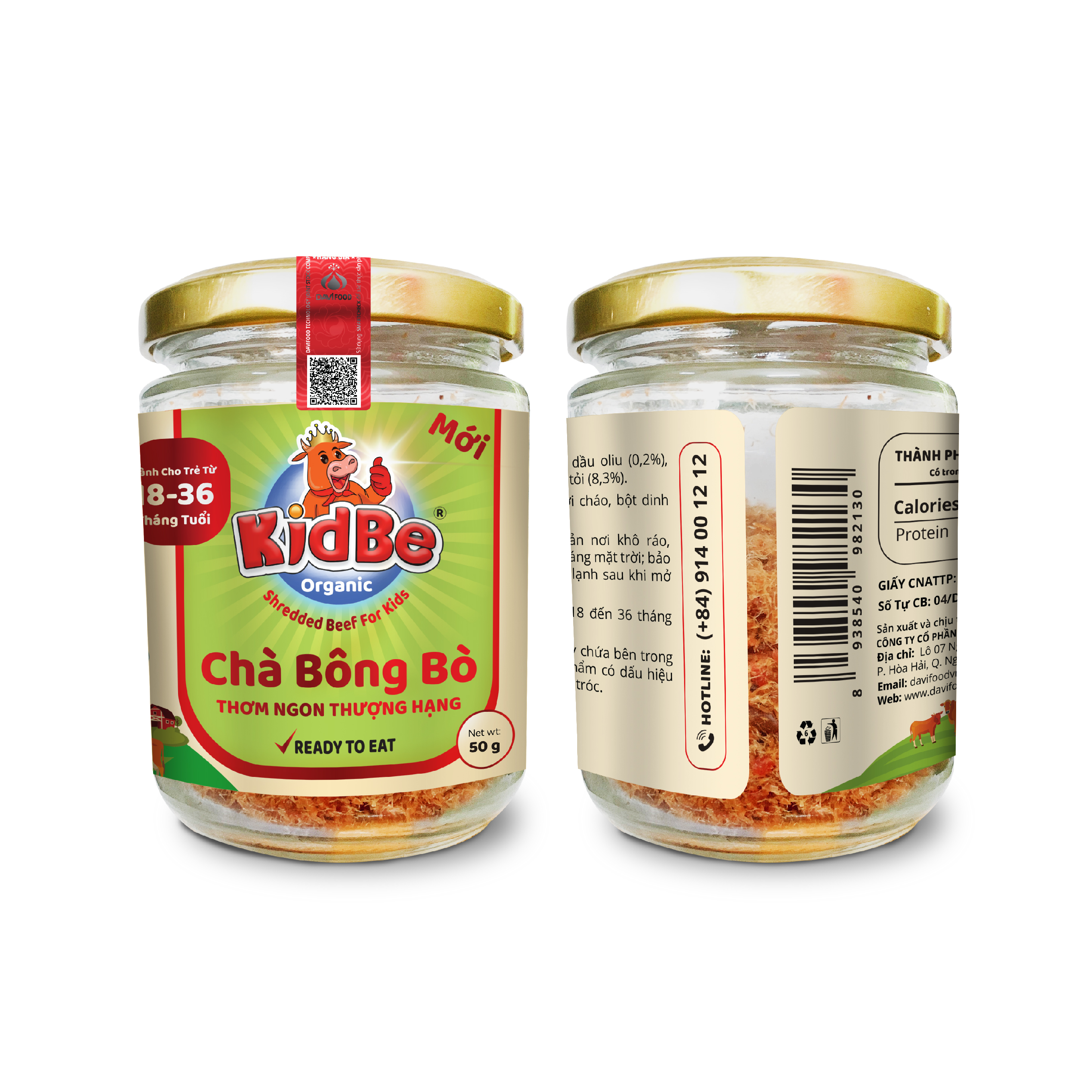 Chà bông bò KIDBE ORGANIC dành cho trẻ em từ 18 tháng đến 36 tháng tuổi; thực phẩm bổ dưỡng thiết yếu giúp trẻ hay ăn chóng lớn