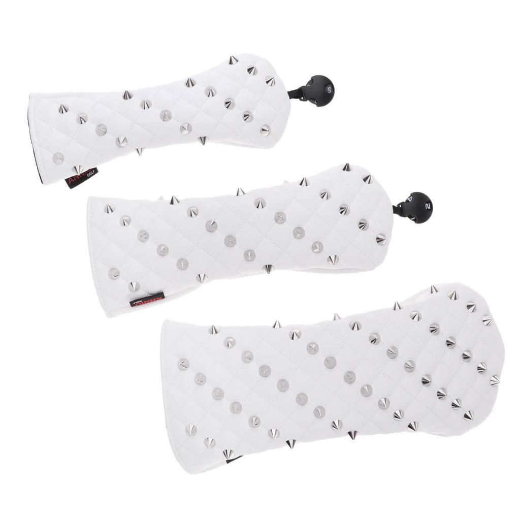 2-Pack PU Golf Head Covers #1 Driver #3/#5 Fairway Woods Club Headcovers