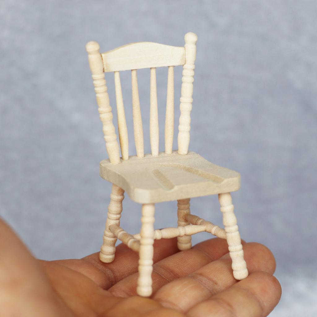1:12 Scale Dollhouse Miniature Wooden Dining Chair Dollhouse Accessories