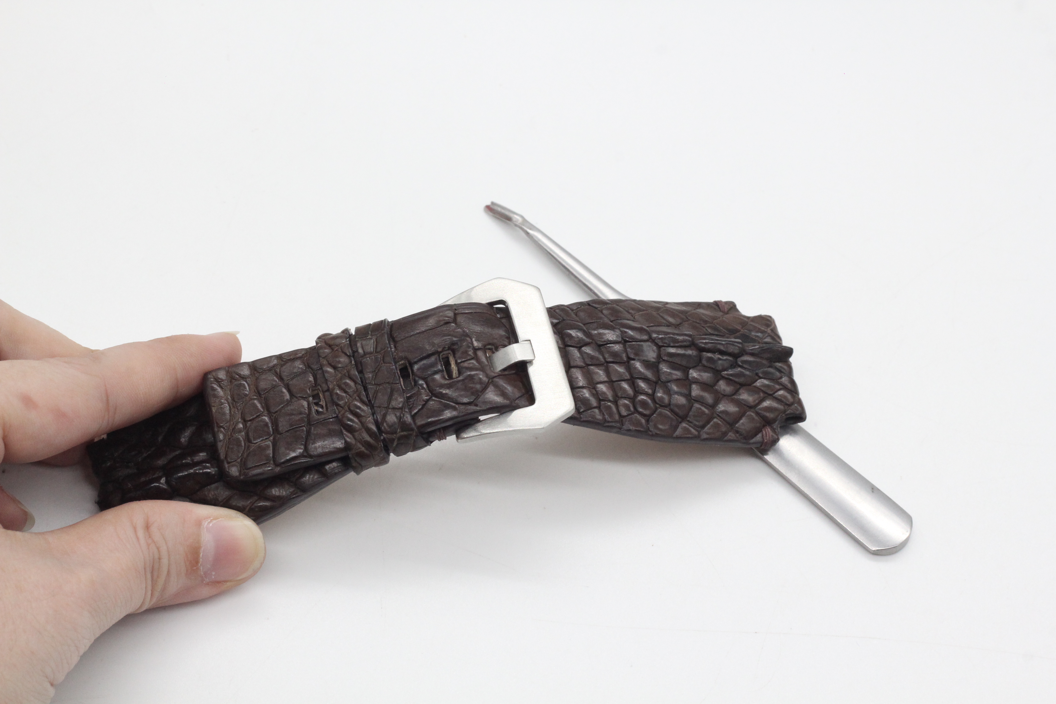 DÂY ĐỒNG HỒ DA VÂN GAI CHÂN CAO CẤP SANG TRỌNG, DÂY DA CÁ SẤU THẬT HANDMADE HÀNG CHÍNH HÃNG SONGHAN LEATHER, PHÙ HỢP VỚI DÒNG ĐỒNG HỒ BELL & ROSS SIZE 24mm/24mm   BH 6 THÁNG BRCD-01