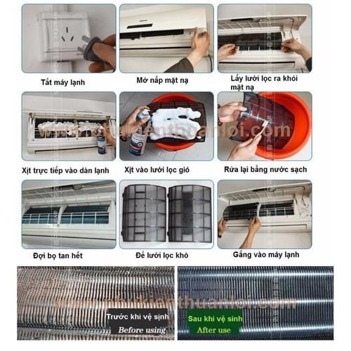 Chai rửa máy lạnh trong xe ô tô và trong nhà siêu sạch - Bình Xịt Vệ Sinh Máy Lạnh Ô Tô, Xe Hơi