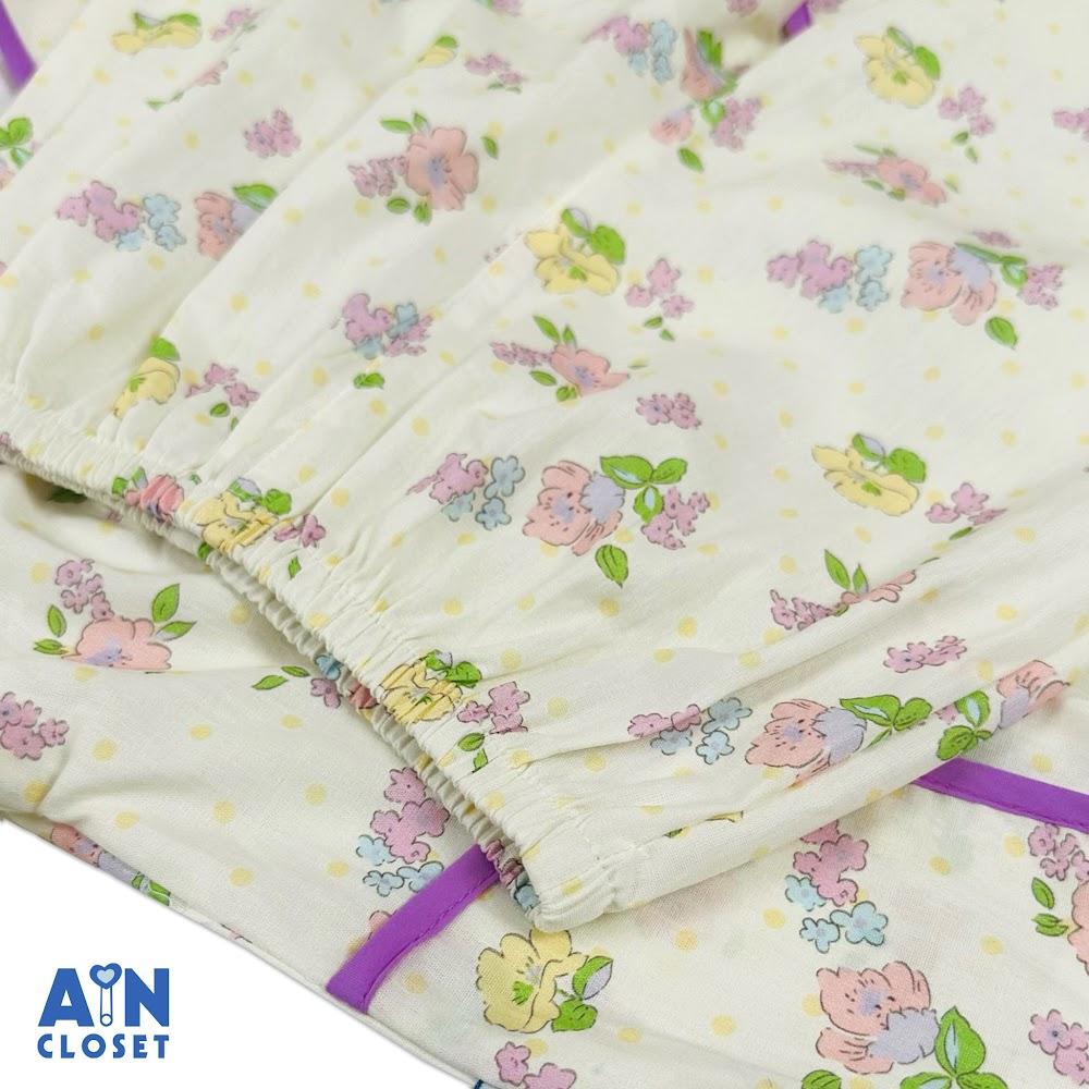 Bộ quần áo Dài bé gái họa tiết Hoa Nhí Tím Cotton - AICDBGNAAVRK - AIN Closet
