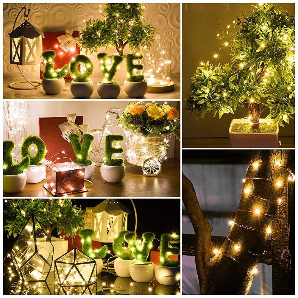 Dây đèn led đom đóm trang trí pin không nháy tiểu dây bóng đèn fairy light cao cấp, tinh tế sang trọng decor phòng, du lịch, lều trại, luôn sáng - Chính hãng DEHA