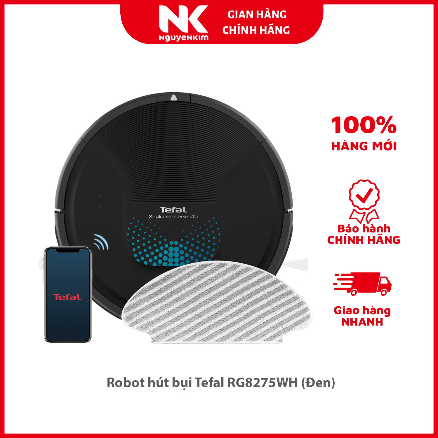 Robot hút bụi Tefal RG8275WH (Đen) - Hàng chính hãng