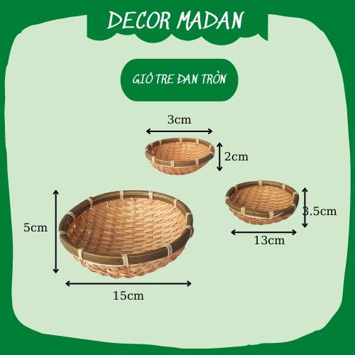 Rổ tre tròn mini, mẹt đựng đồ ăn Nhật Bản,hạt hướng dương, đồ ăn vặt quán cafe (D: 10,13,15cm) - MADAN