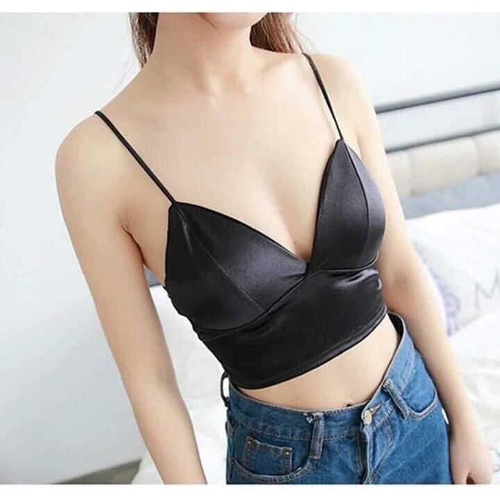 Áo BRA CÓ ĐỆM DÁNG crotop CHẤT LỤA nữ tính, quyến rũ