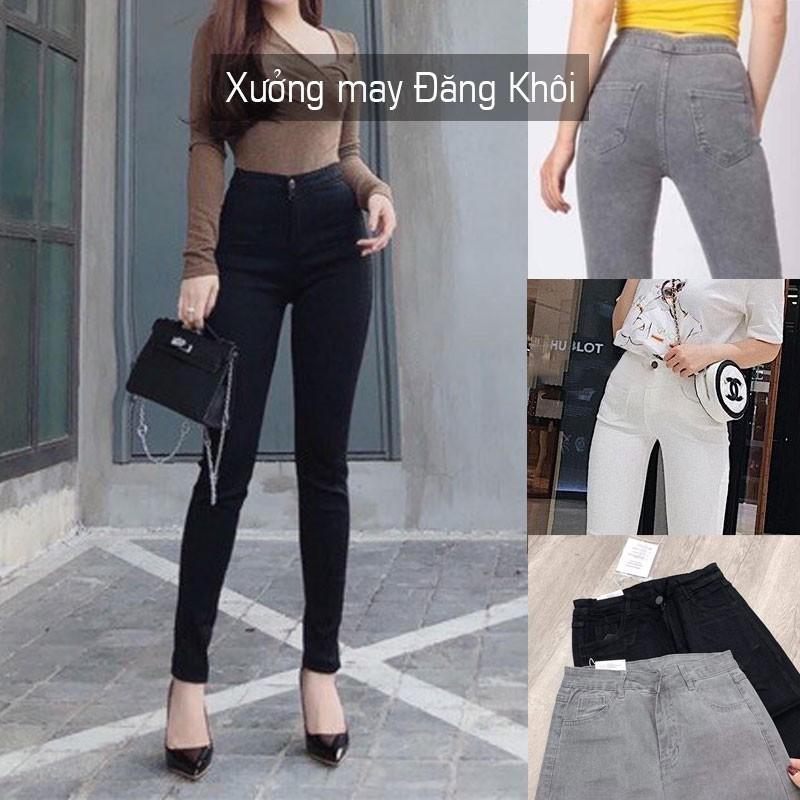 Quần Bò Giấy Nữ ️Freeship️ Quần Jean Skinny Dáng Ôm Co Giãn Màu Đen/Xám Ghi/Trắng J054