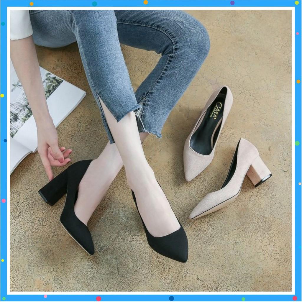 Guốc cao gót da lộn cao 5p siêu chất mã LC_C48