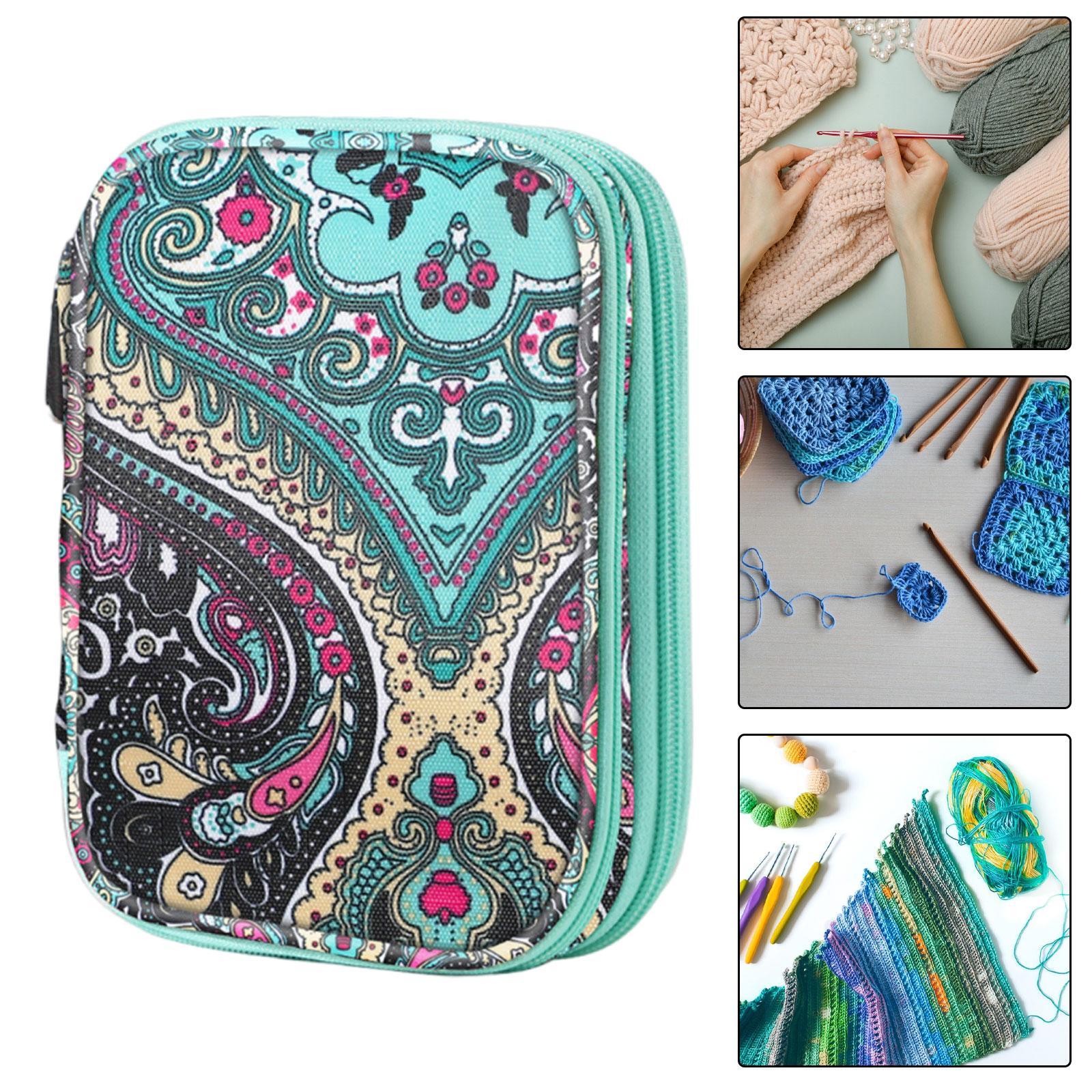 Knitting Storage Bag Crochet Hooks Organizer Double Layers with Zipper Knitting Bag Travel Organizer Length 17.5cm Knitting Case
