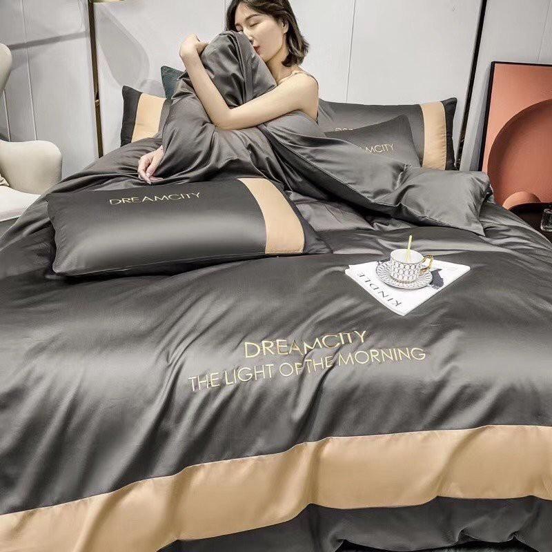 Bộ Vỏ Chăn Ga Gối Lụa DREAM - SUMOI Đơn Giản Mà Cực Chất - Màu Nâu Tây