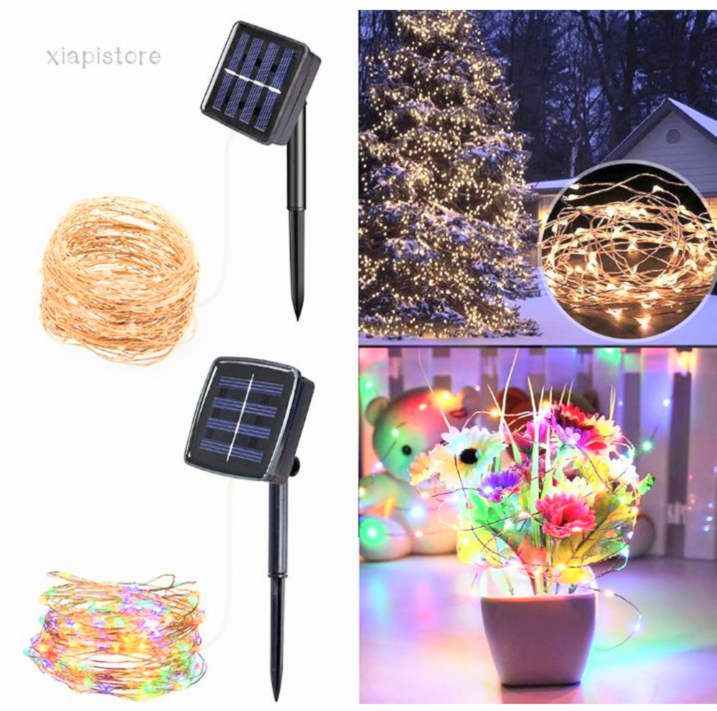 CỰC ĐẸP VỚI BỘ DÂY LED TRANG TRÍ NHẤP NHÁY NHIỀU MÀU SẮC SỬ DỤNG ĐIỆN NĂNG LƯỢNG MẶT TRỜI CẢM BIẾN ÁNH SÁNG TỰ ĐỘNG BẬT TẮT ĐÈN