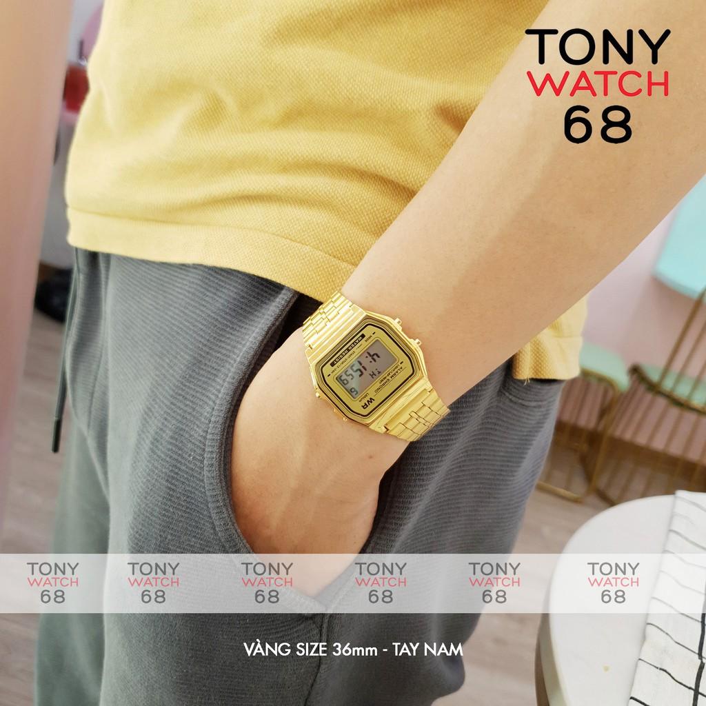 Đồng hồ điện tử đôi nam nữ WR chống nước tuyệt đối mặt vuông nhiều màu sang trọng cho công sở chính hãng Tony Watch 68