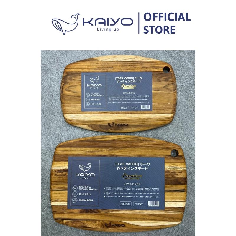 Thớt gỗ teak vân ngang Kaiyo, hình oval, size M - 35 x 25 x 1,4cm