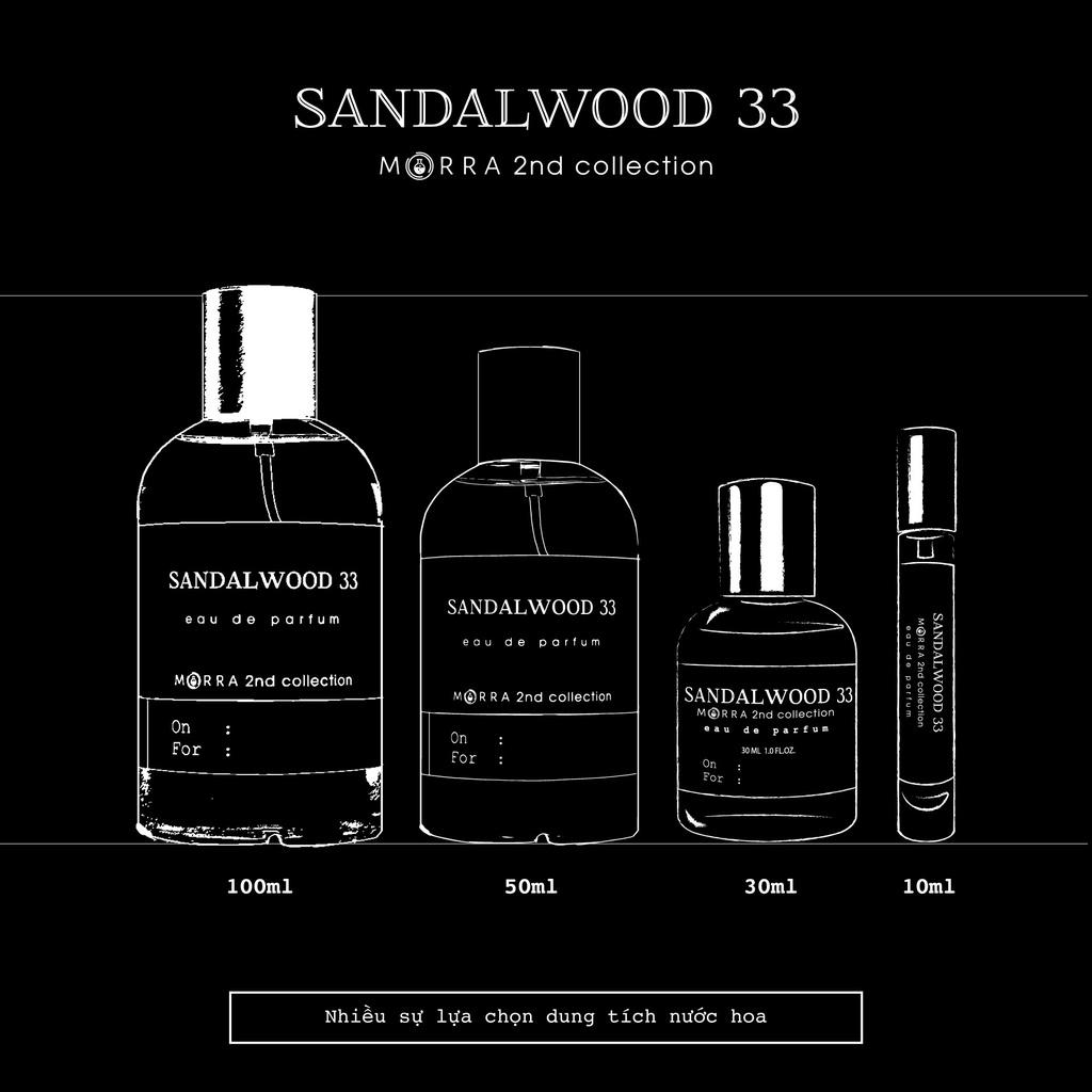 Nước Hoa Nam Morra Sandalwood 33 Chai 50ml Tem Kim Loại Nguyên Liệu Nhập Pháp Hương Thơm Cổ Điển, Nam Tính, Phóng Khoáng - Dạng Xịt