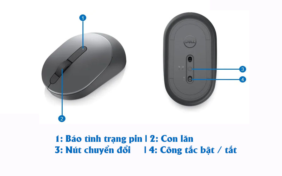 Chuột Không Dây Dell MS3320W - Hàng Chính Hãng