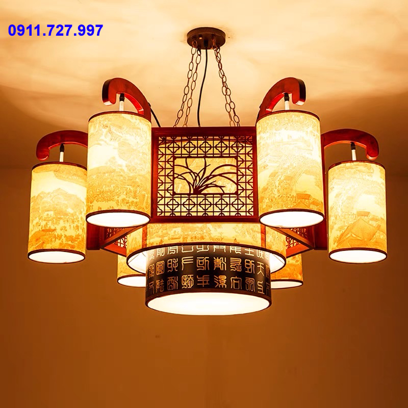 ĐÈN CHÙM GỖ TỰ NHIÊN CHO KHÔNG GIAN THỜ SANG TRỌNG