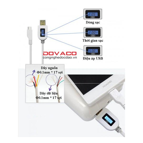 Cáp sạc đo thời gian, điện áp và dòng sạc chuẩn micro USB