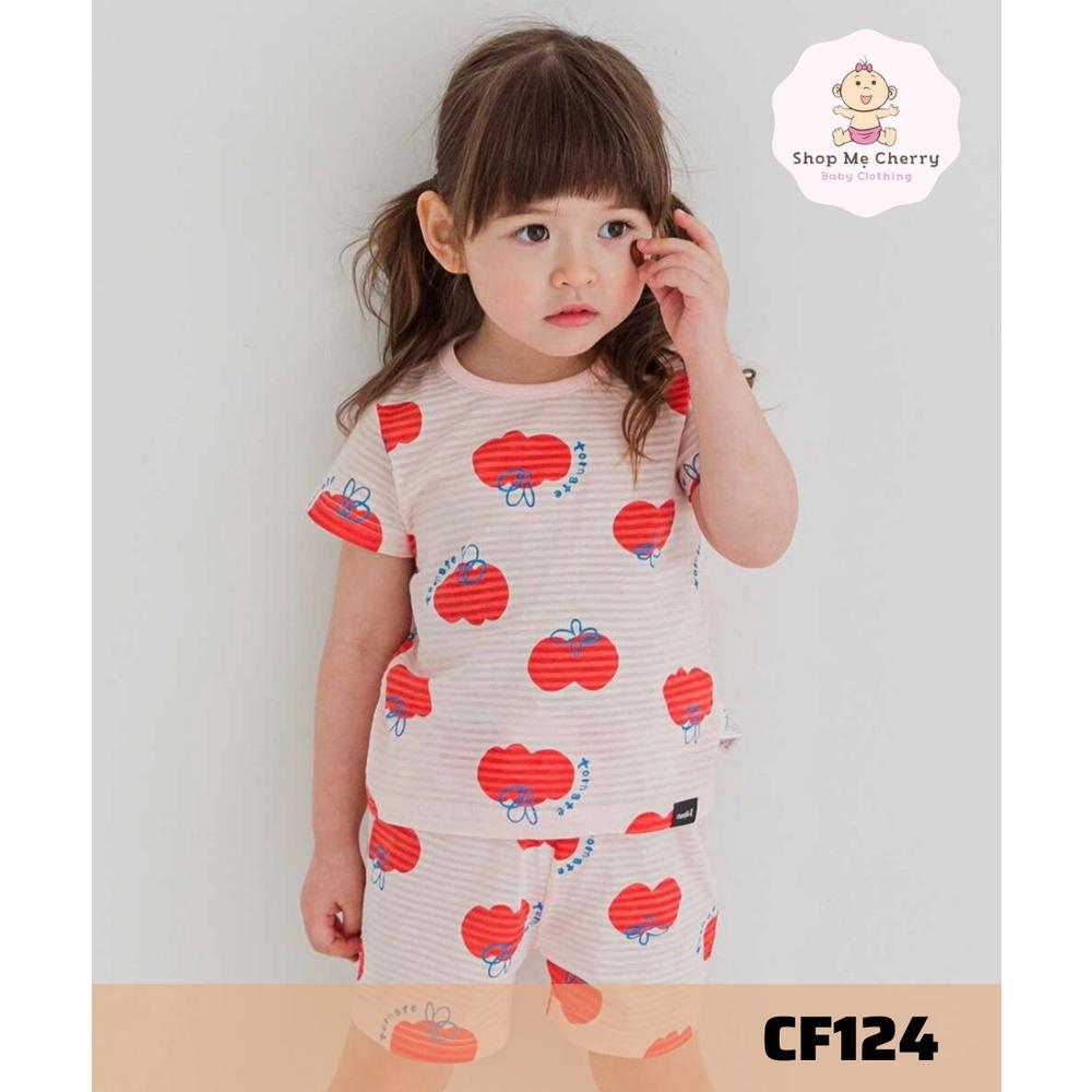 BỘ NGẮN CAO CẤP BÉ GÁI NỘI ĐỊA HÀN, CHẤT COTTON GIẤY ORGANIC, MẪU CÀ CHUA