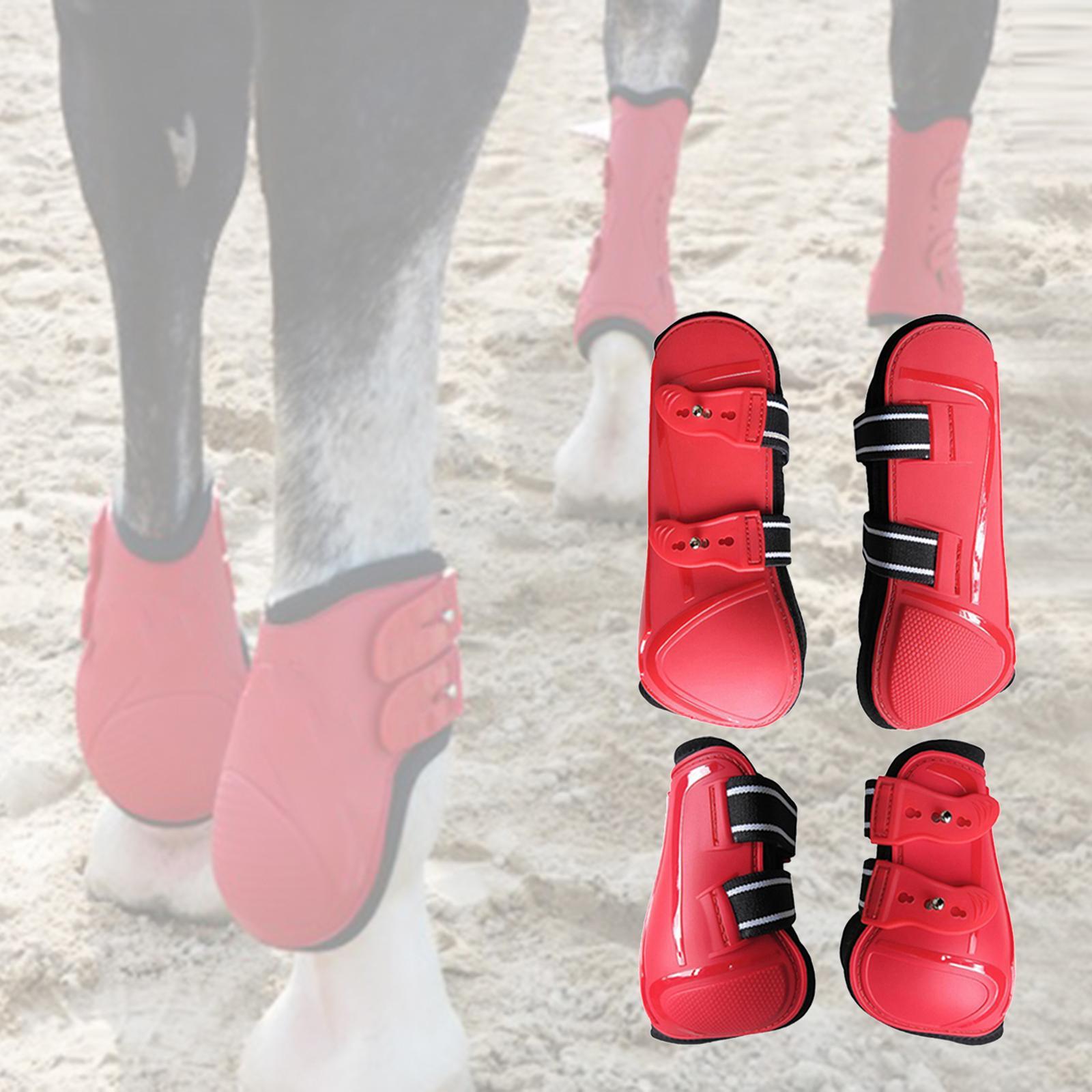 Horse Tendon Boots Set of  Jumping Guards Protection Wrap Red XL