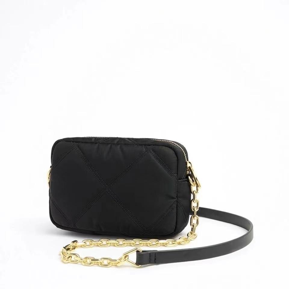 Nắp Bật Nhỏ Đeo Chéo Túi Nylon Túi Messenger Cho Nữ Unisex Dây Xích PU Túi Tote Nhà Thiết Kế Cầm Tay Đeo Vai Nữ Chữ Ví