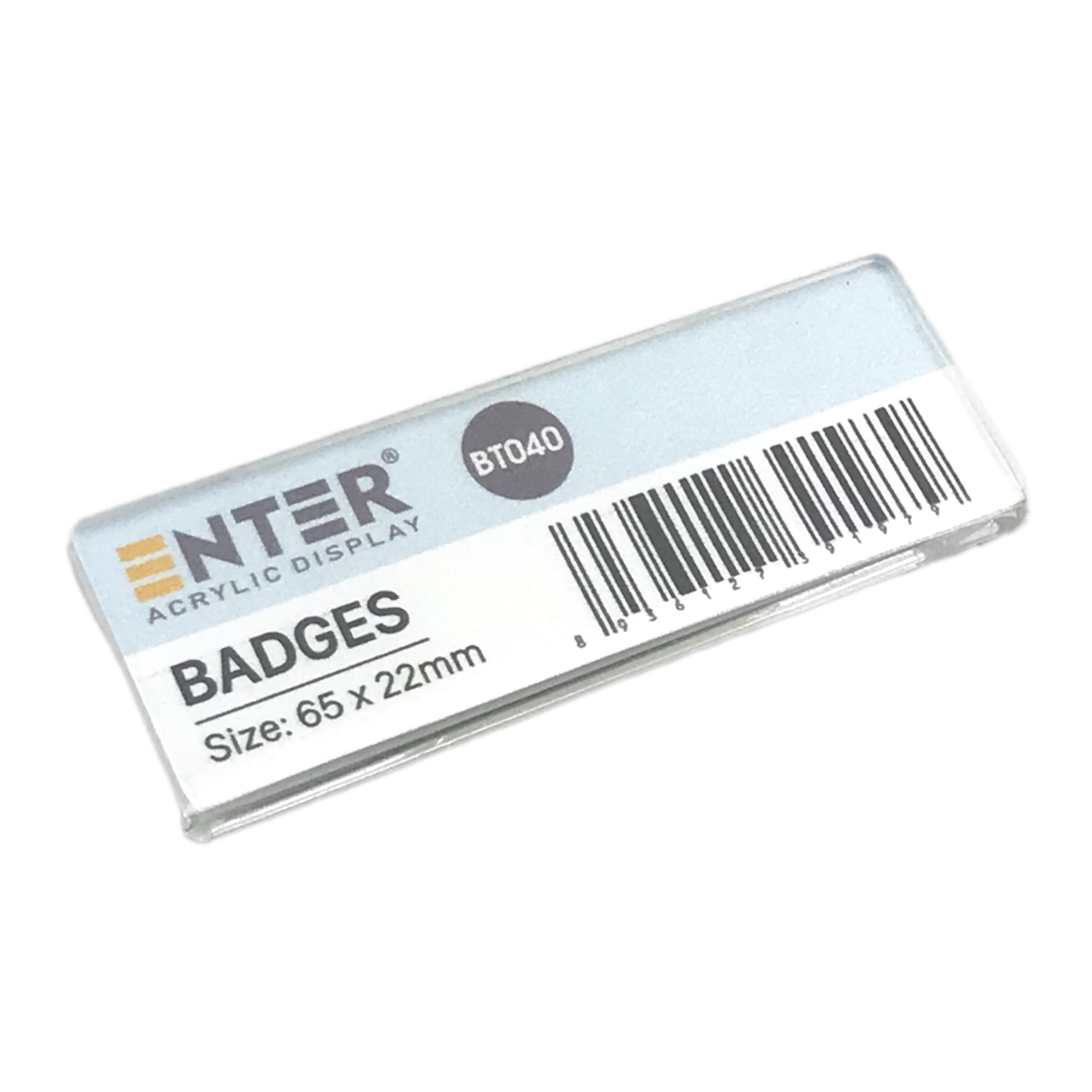 Phôi thẻ tên mica Enter BT040 65x22mm gắn kim K004A - Bịch