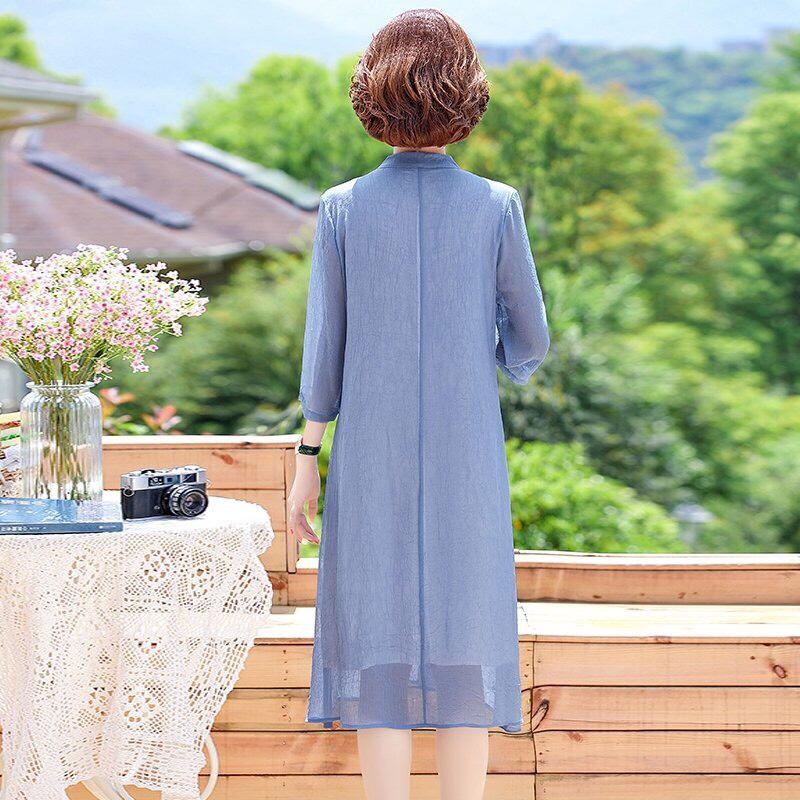 ️Đầm Suông Trung Niên️Đầm Dự Tiệc Trung Niên Phối Họa Tiết Hoa Dáng Suông Sang Trọng Size M -&gt; 3XL