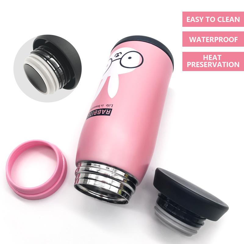 Hàng Mới 250Ml/350Ml Hoạt Hình Giữ Nhiệt Màu Bình Thép Không Gỉ Thermocup Hút Chân Không Nhiệt Ngộ Nghĩnh Sinh Nhật Cặp Đôi tặng Kid