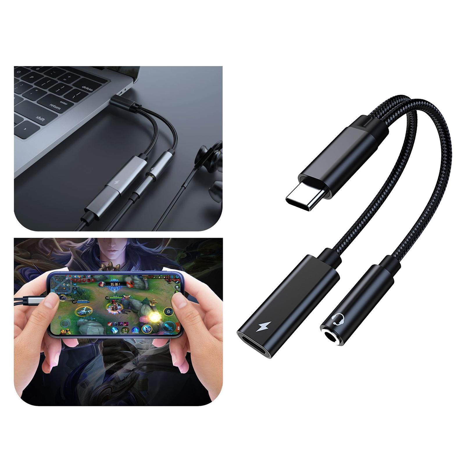 2 in 1 USB C to 3.5mm Audio Adapter,USB Type C to 3.5mm Headphone and Charger Adapter and Fast Charging Dongle Compatible with  S21 S20 S20+