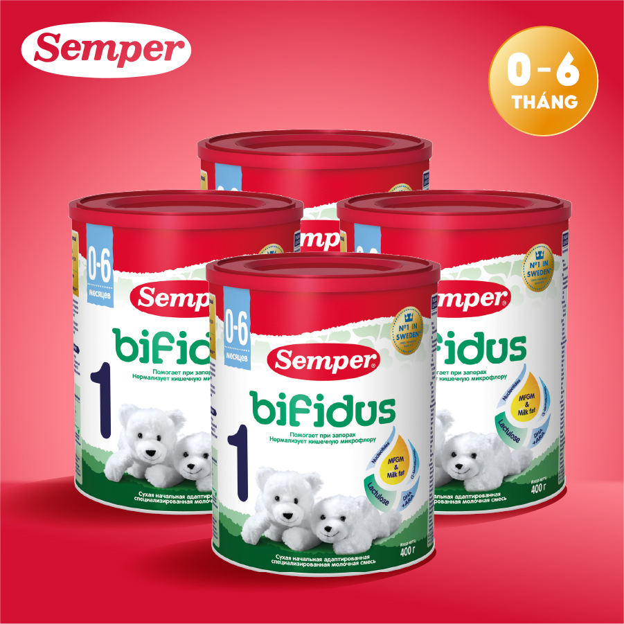 Combo 4 Sữa bột công thức Semper Bifidus số 1 400g/hộp