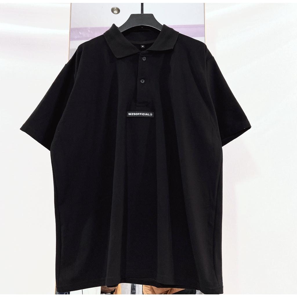 Áo thun nam POLO có cổ basic FULL màu đen và trắng form oversize - có tem su 