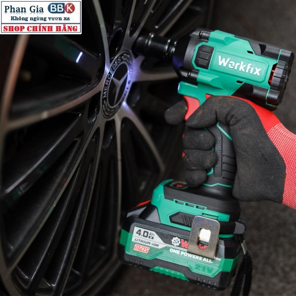 Máy Siết Bulong Pin 21V WORKFIX Pin 10 Cell - Lực Siết 450Nm 100% Lõi Đồng Động Cơ Không Chổi Than (Bảo Hành 1 Năm)