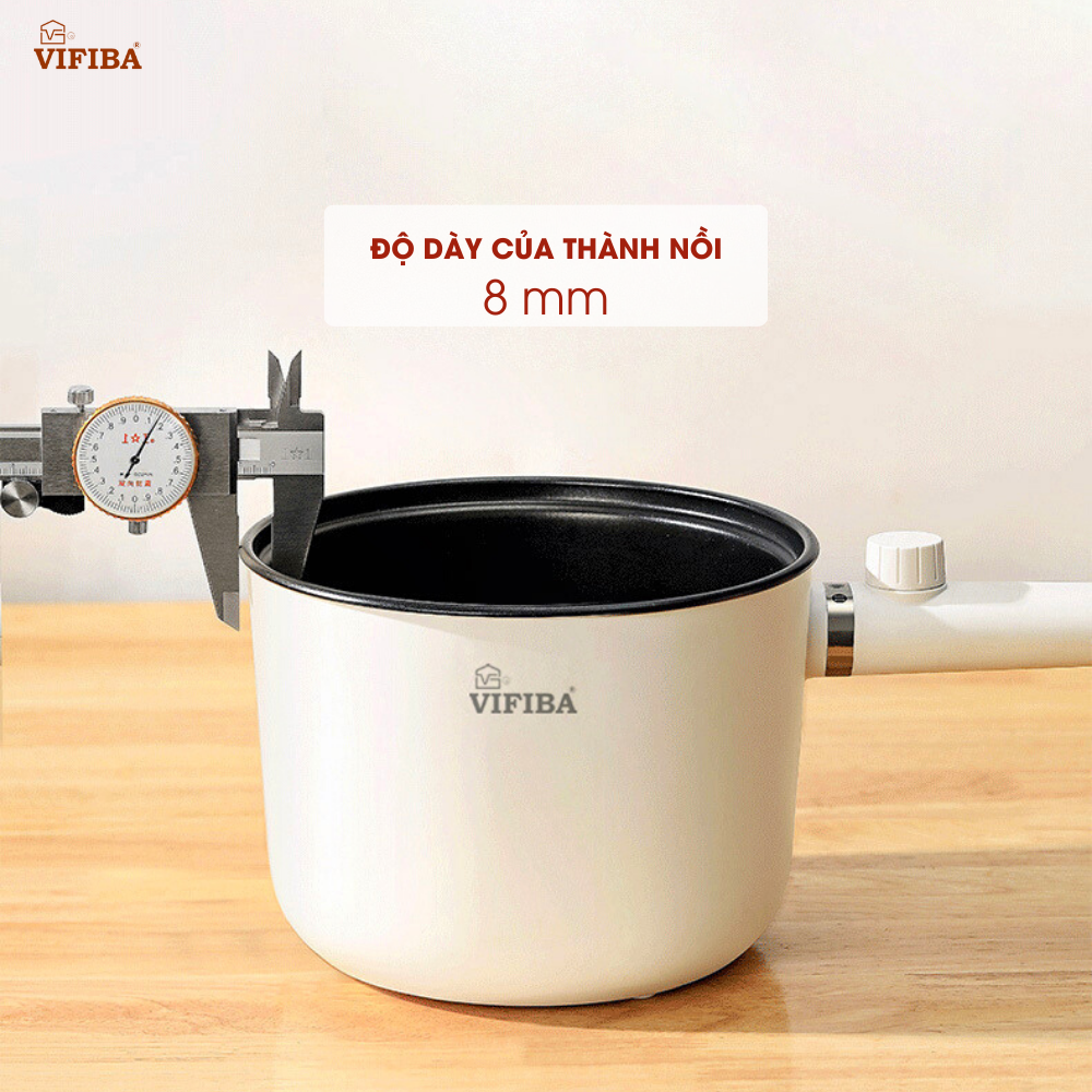 Nồi điện đa năng 2in1 Hàng Chính Hãng VIFIBA 2 cấp độ, chống dính tay cầm dài - Nấu, Chiên, Xào, Luộc