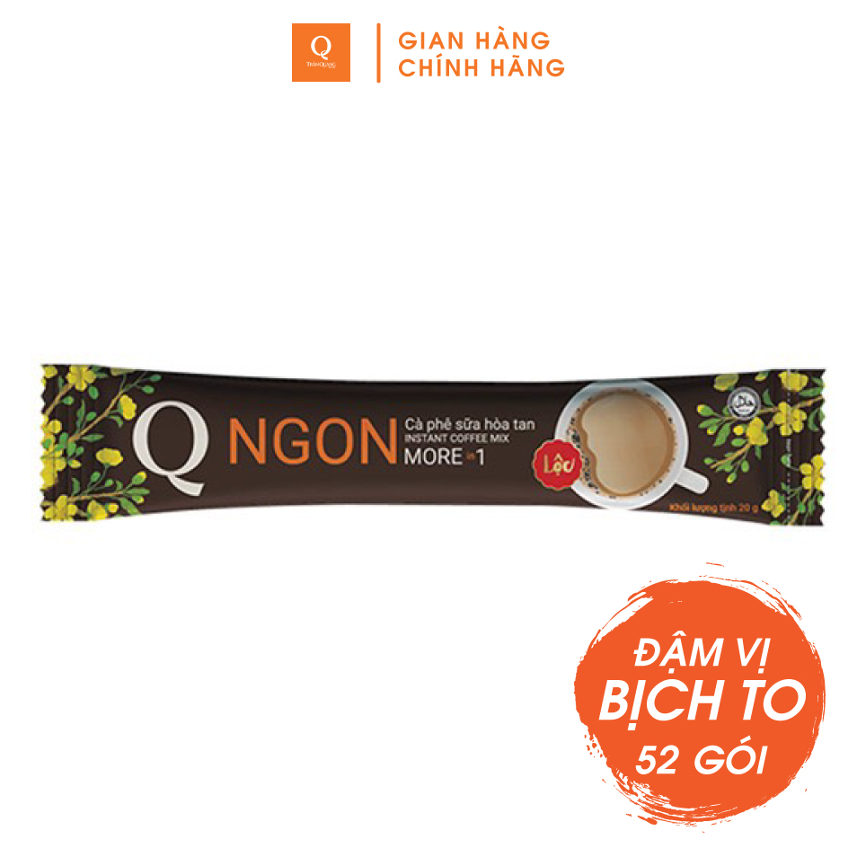 Cafe Hoà tan 3 in 1 Ngon (Bịch To 60 gói) Trần Quang