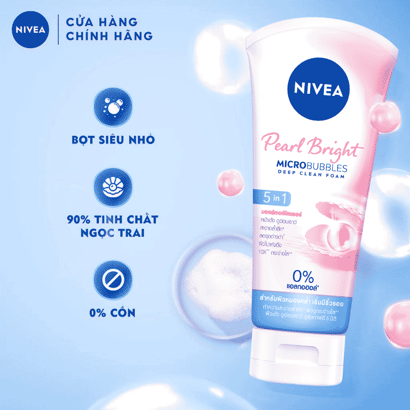 Sữa rửa mặt NIVEA Pearl White giúp trắng da ngọc trai - 81295