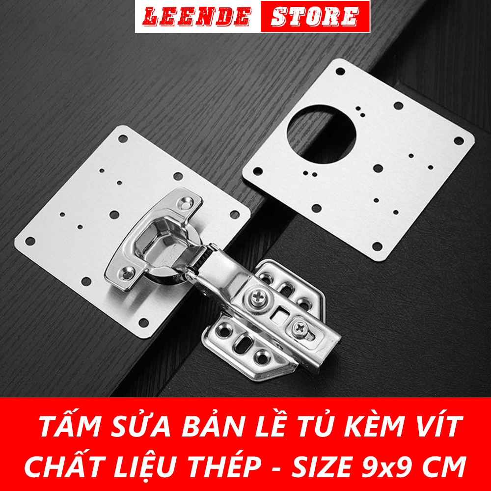 Tấm thép vuông sửa bản lề cửa gỗ, tấm cố định cửa tủ có lỗ tạo tác, kèm vít, dễ thao tác, sử dụng đơn giản, hiệu quả cao