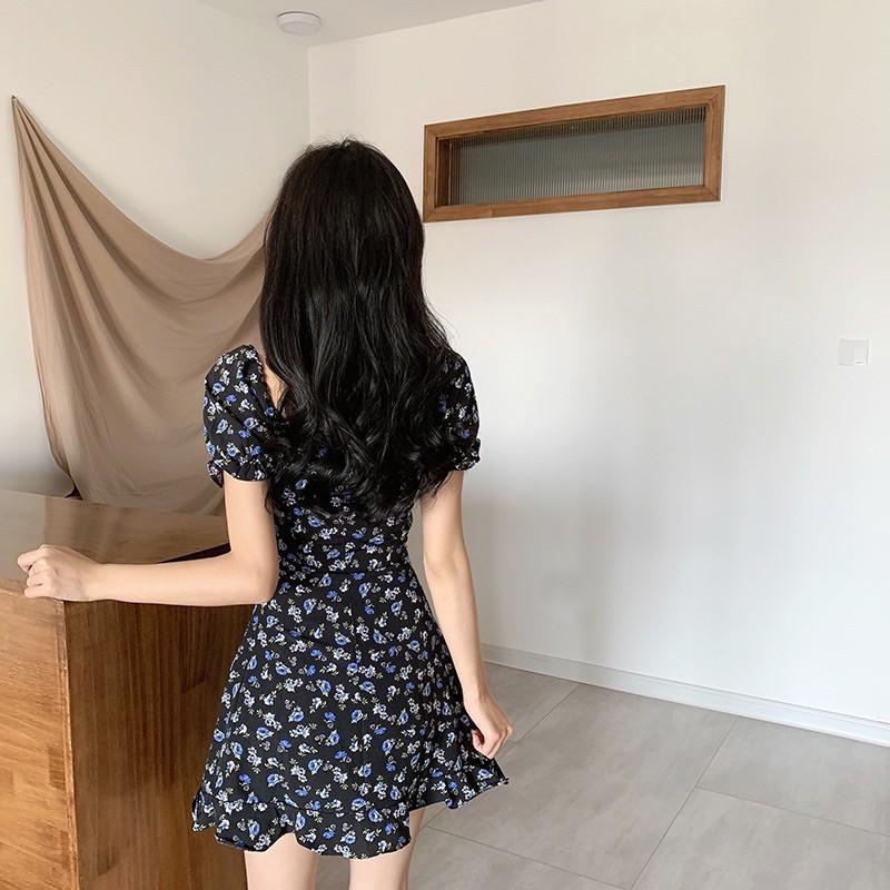 Đầm tay bồng hoa hồng đen cá tính summer 2021