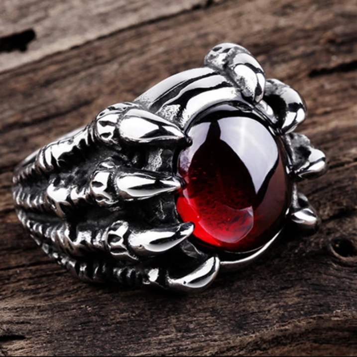 Nhẫn Nam Màu Bạc Đá Đỏ NN18