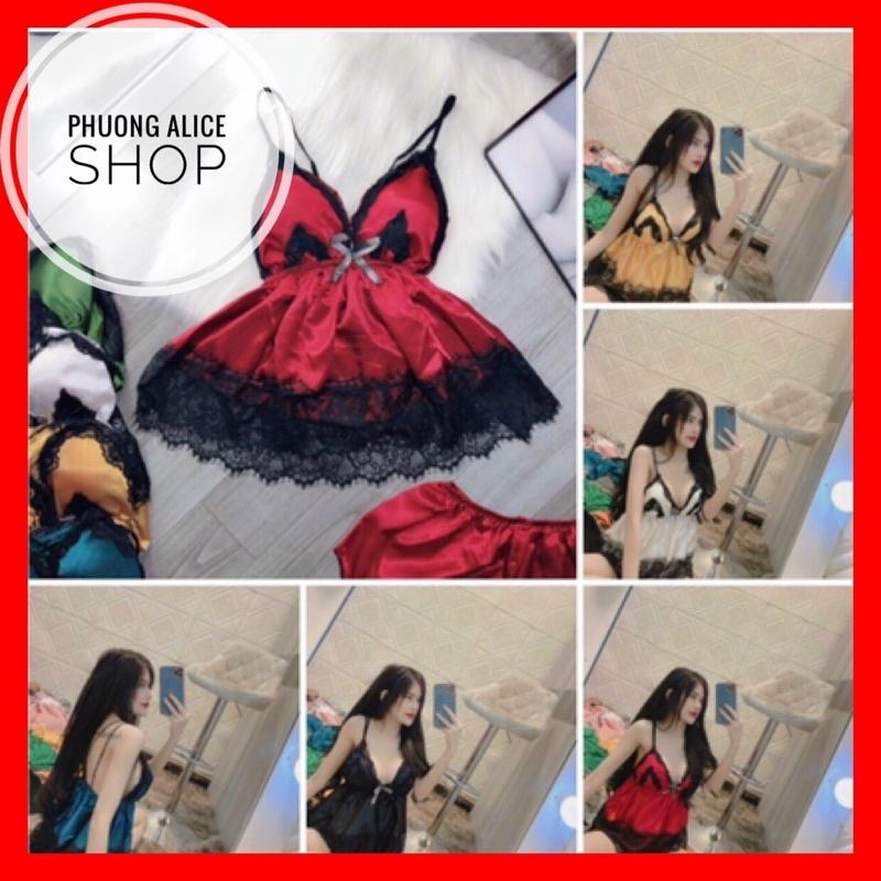 Đồ ngủ sexy nữ, Đồ ngủ 2 dây ren sexy có mút ngực