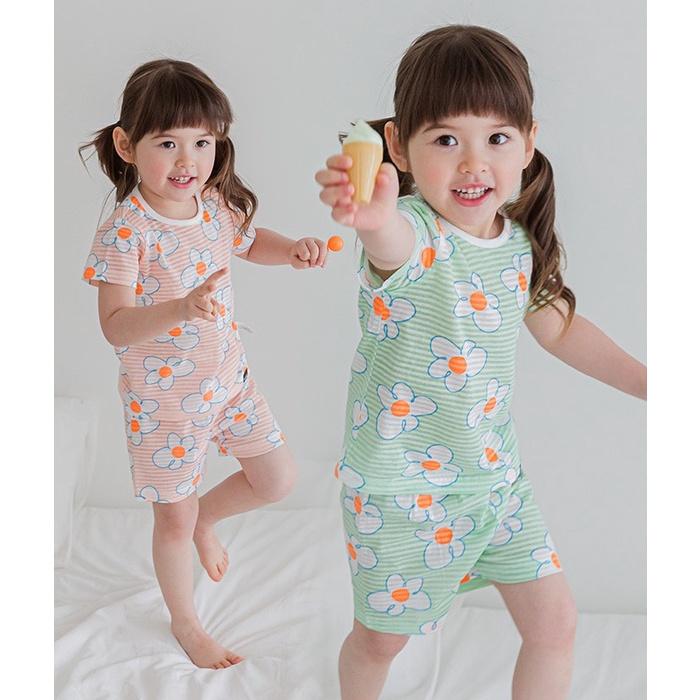 BỘ NGẮN CAO CẤP BÉ GÁI NỘI ĐỊA HÀN, CHẤT COTTON GIẤY ORGANIC, MẪU HOA