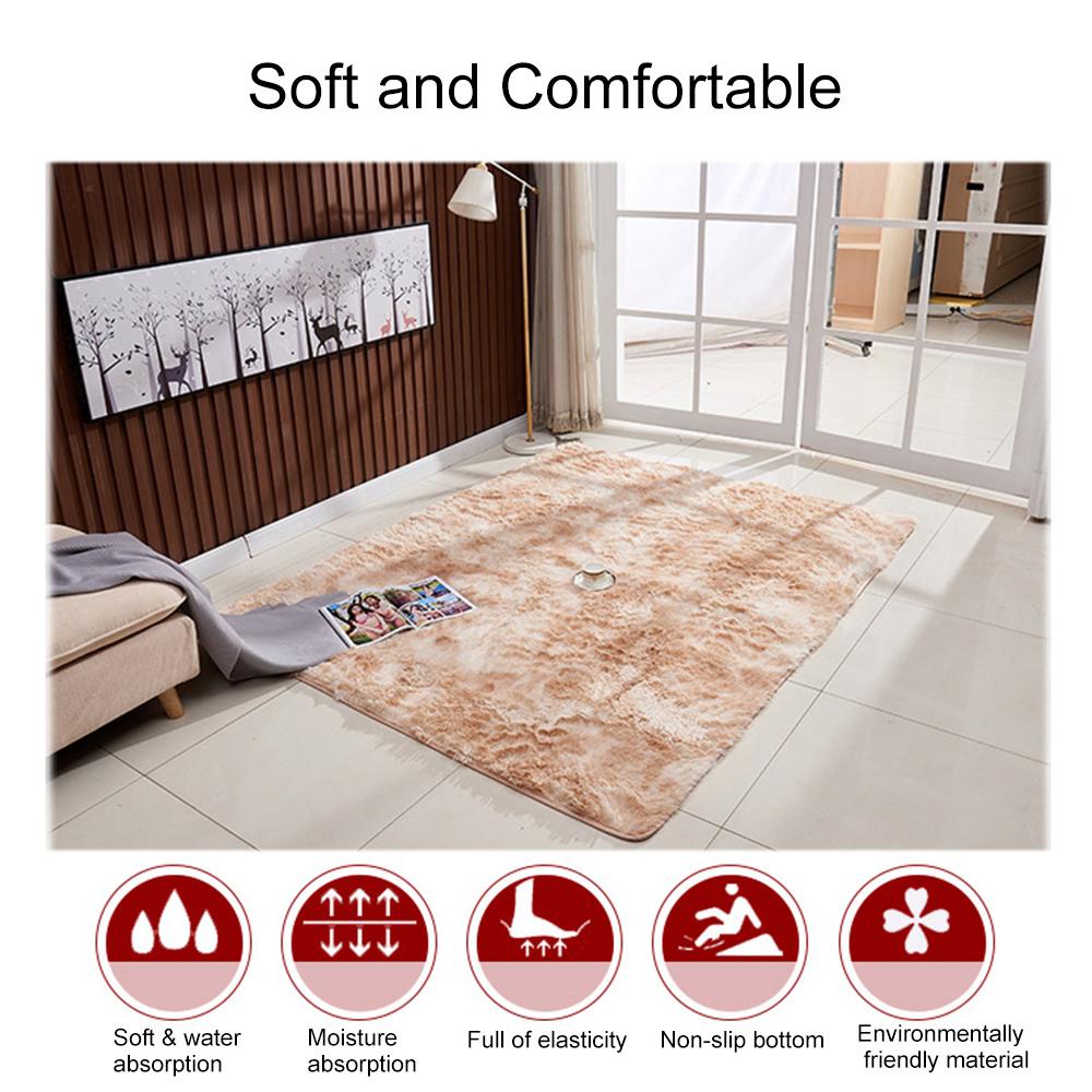 Thảm trải sàn bằng lông mịn màu loang hình chữ nhật, Thiết kế đáy chống trượt, phong cách đơn giản hiện đại