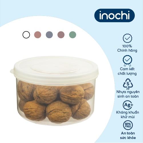 Hộp thực phẩm tròn Inochi - Hokkaido 1000ml màu Xanh/Hồng/Cam