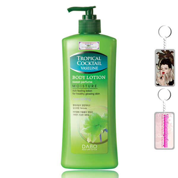 Sữa dưỡng thể trắng da Dabo Tropical Cocktail Perfume Body Lotion Hàn Quốc 500ml + Móc khoá