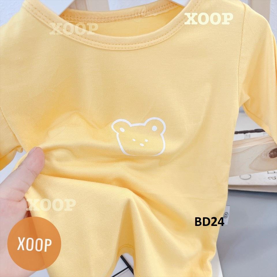 Bộ dài tay chất thun lạnh- Bộ dài tay  cạp cao in họa tiết gấu cho bé  BD24