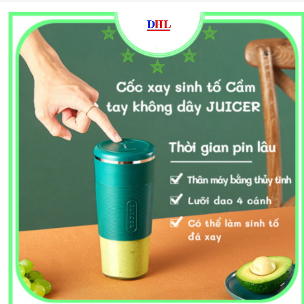 Máy xay sinh tố cầm tay mini, cốc xay sinh tố đa năng JUICER hàng chính hãng