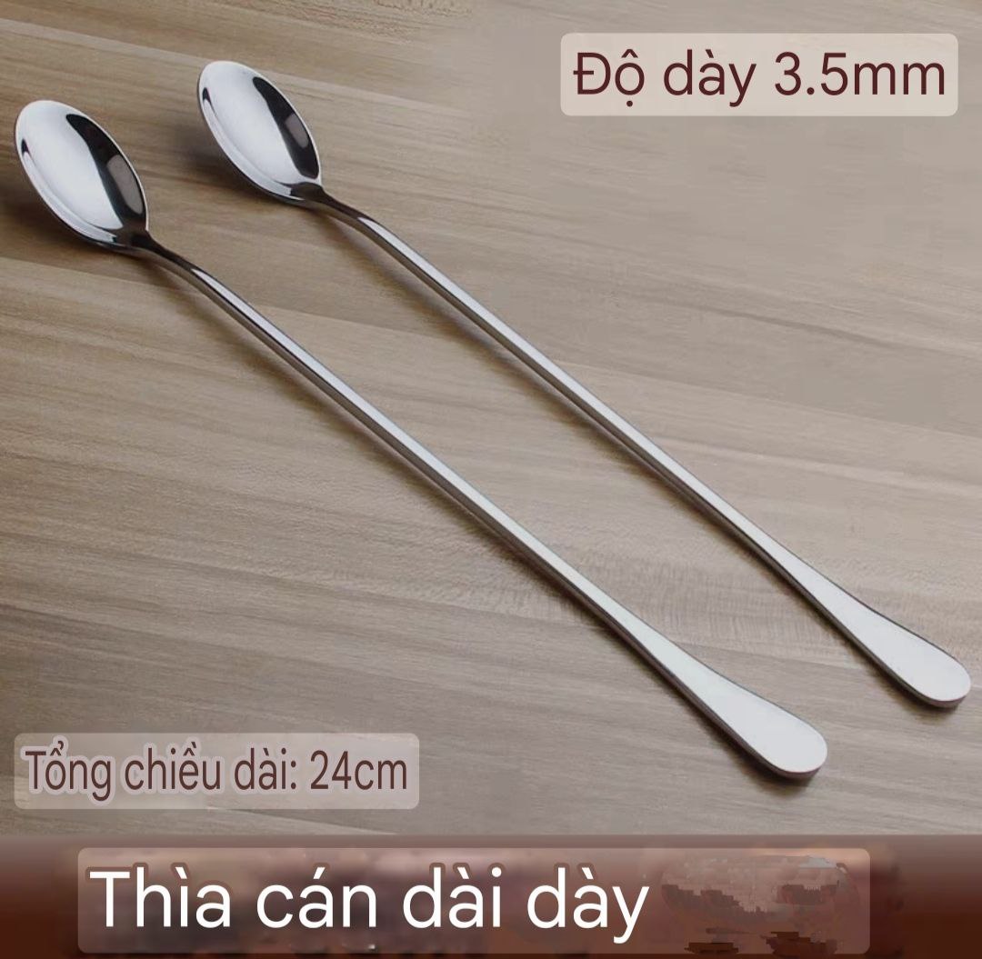 combo thìa muỗng cà phê khuấy đồ uống inox cao cấp - dài 24cm