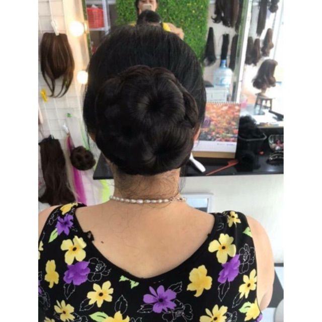 Tóc giả búi tóc giả búi kẹp hoa